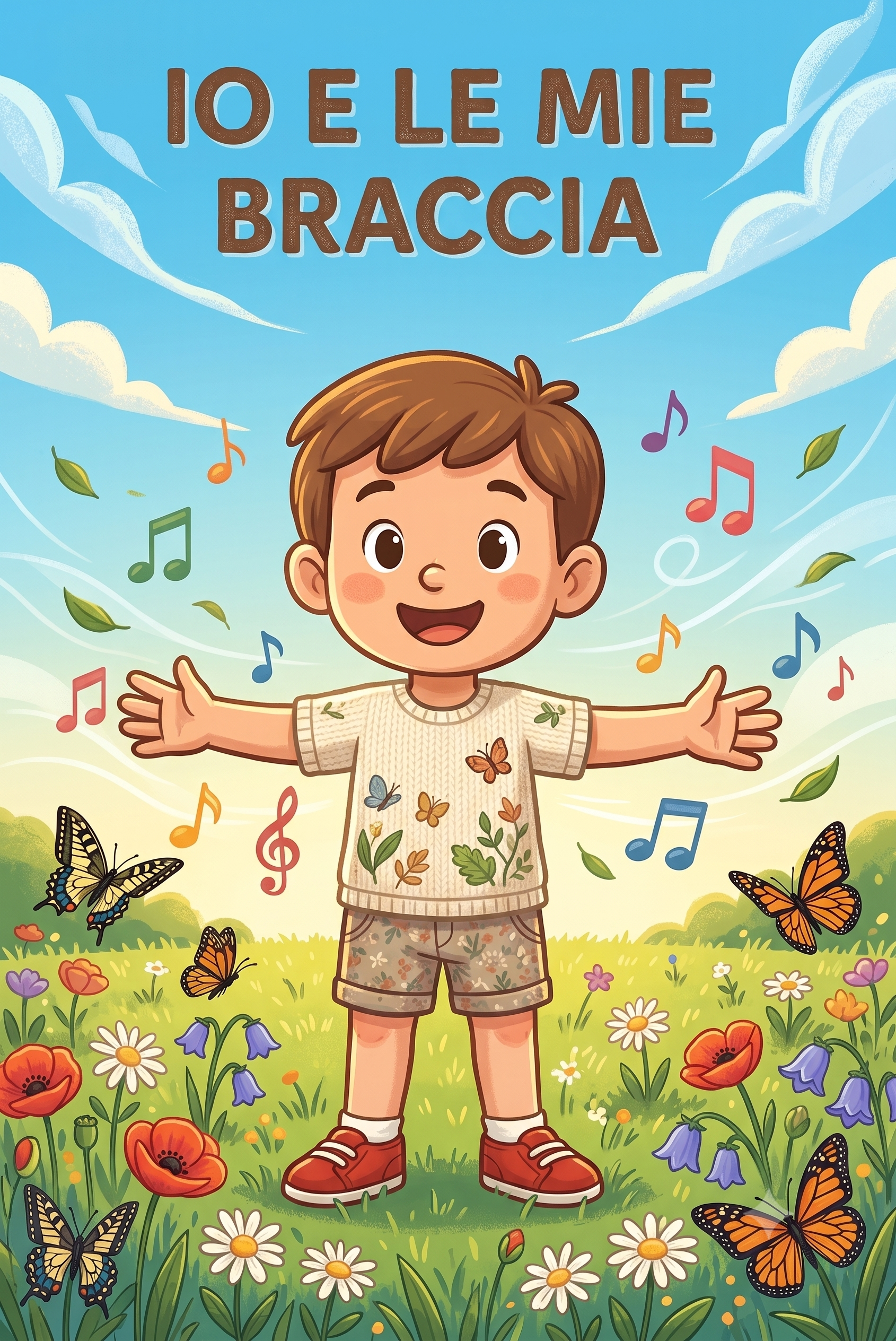 Io e le mie braccia: un bambino apre le braccia in un prato